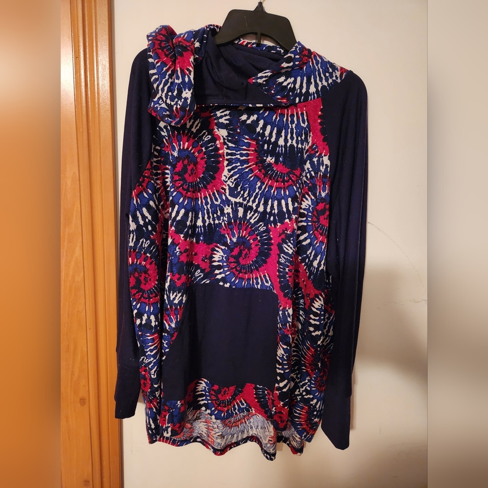 3x EUC Lularoe Amber Hoody, Red, white, & blue tye dye